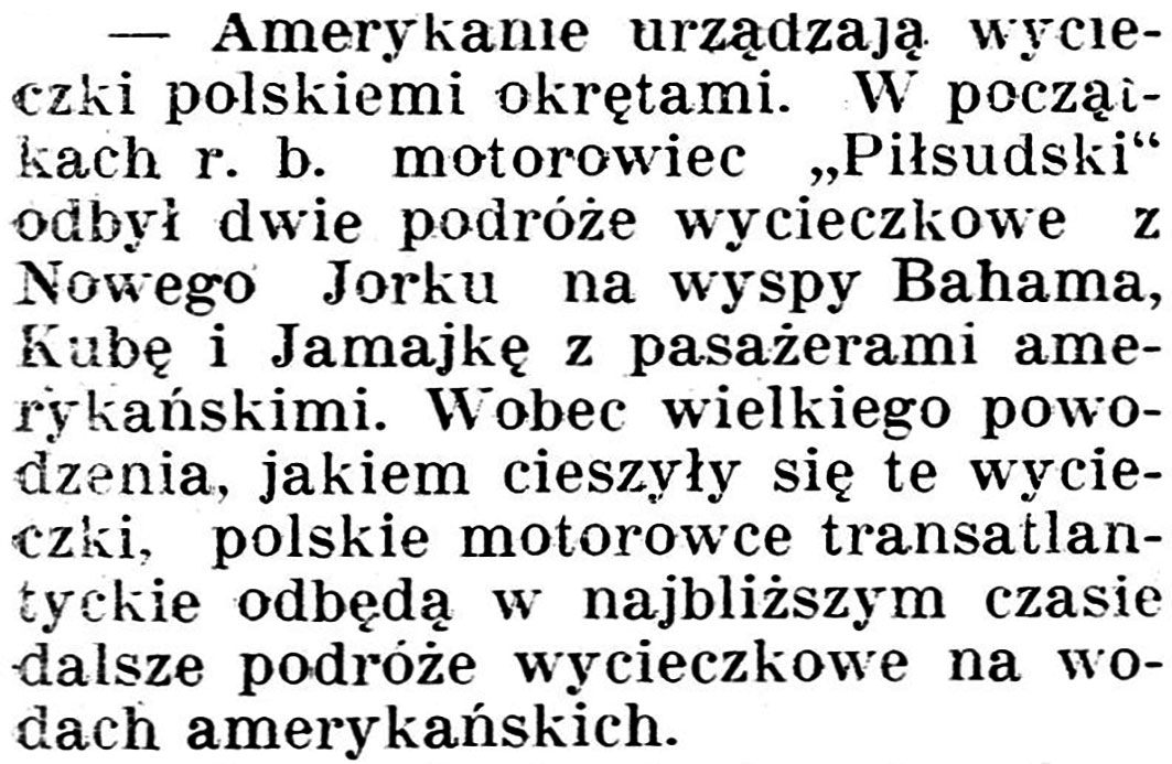 Amerykanie urządzają wycieczki polskiemi okrętami // Dziennik Poznański. - 1929, nr 105, s. 3