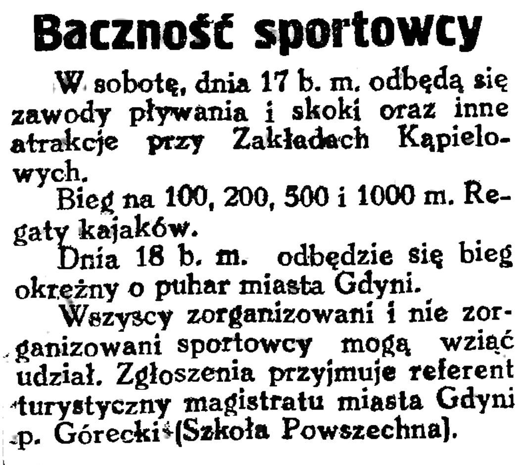 Baczność sportowcy // Gazeta Gdańska. - 1929, nr 159, s. 4