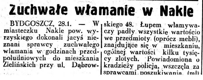 Zuchwałe włamanie w Nakle// Dzień Dobry 1937, nr 30
