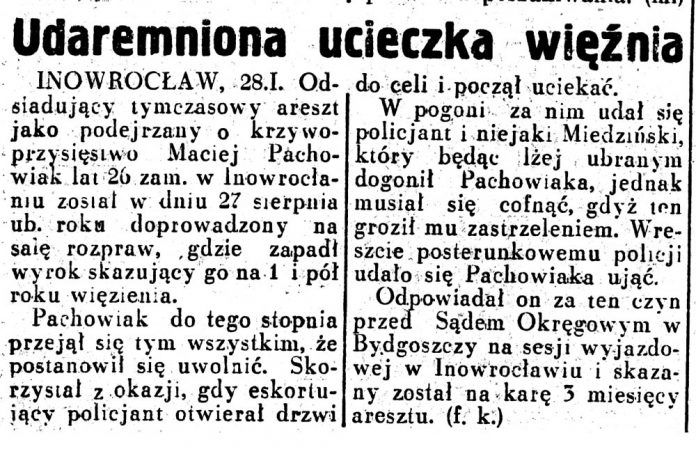 Udaremniona ucieczka więźnia / ziennik Ilustrowany 1937 nr 30