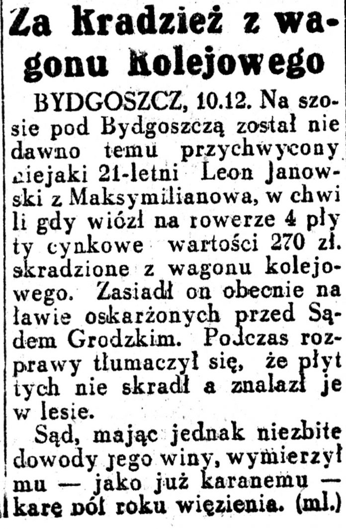 Za kradzież z wagonu kolejowego // Dziennik-Ilustrowany-1936,-nr-27,-s.-3