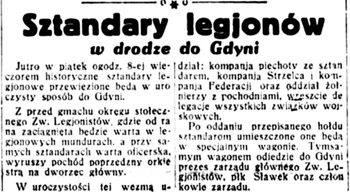 Sztandary legjonów w drodze do Gdyni // Dobry-Wieczór-1932 nr 183,
