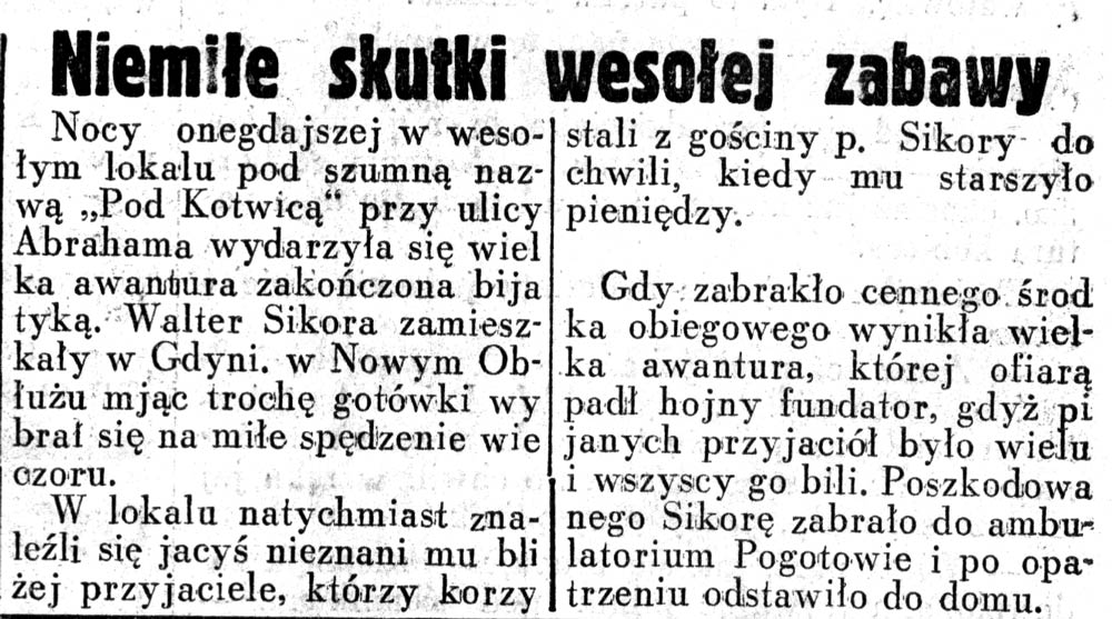 Niemiłe skutki wesołej zabawy // Dziennik Ilustrowany.- 1937, nr 189, s. 6