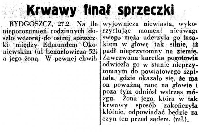 Krwawy finał sprzeczki // Dziennik Ilustrowany. - 1937, nr 58, s. 3