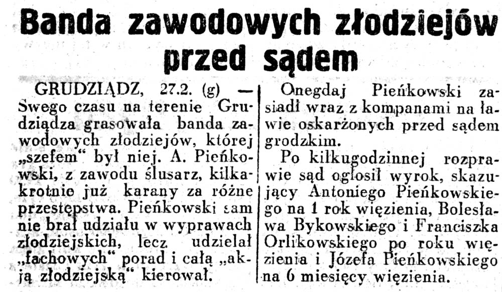 Banda zawodowych złodziejów przed sądem // Dziennik-Ilustrowany-1937,-nr-58,-s.3