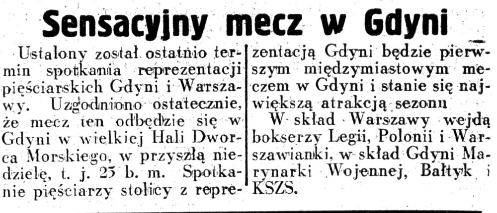 Sensacyjny mecz w Gdyni // Dziennik Ilustrowany.- 1937, nr 105, s. 8