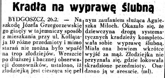 Kradła na wyprawę ślubną Dziennik Ilustrowany 1937, nr 58, s.3