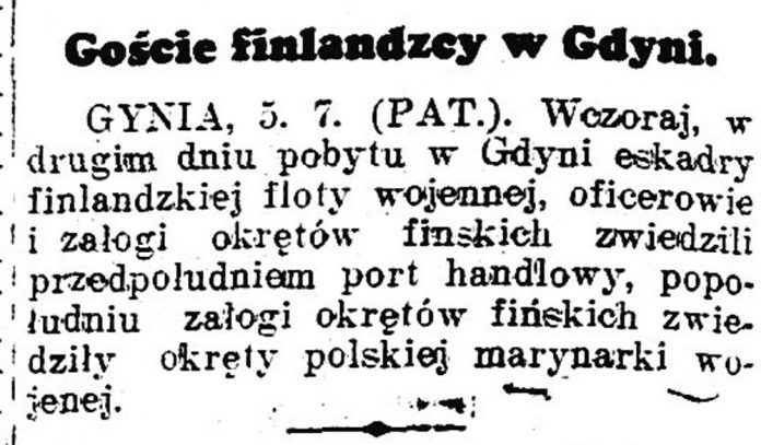 Goście finlandzcy w Gdyni // Chwila. - 1936, nr 6211, s. 4