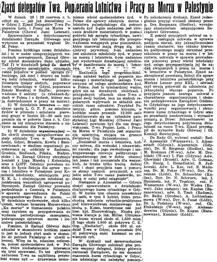 Zjazd delegatów Twa. Popierania Lotnictwa i Pracy na Morzu w Palestynie // Chwila. - 1939, nr 7286, s. 5