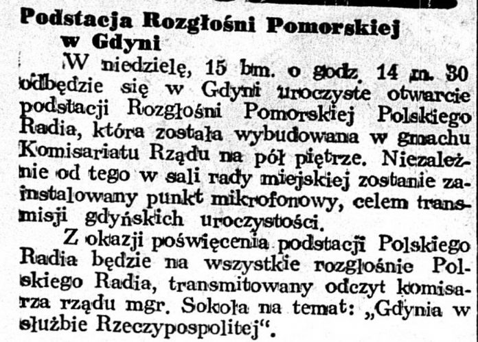 Podstacja Rozgłośni Pomorskiej w Gdyni // Dziennik Poznański. - 1939, nr 12, s. 3