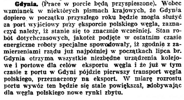 [Prace w porcie będą przyspieszone] // Gazeta Bydgoska. - 1925, nr 134, s. 2