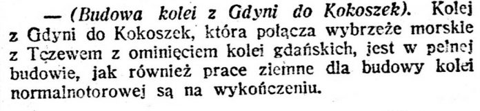 [Budowa kolei z Gdyni do Kokoszek // Głos // Głos Śląski. - 1920, nr 144, s. 3