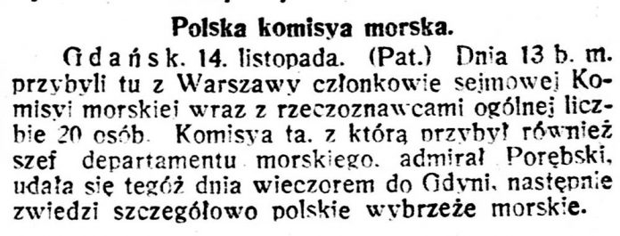 Polska komisya morska // Głos Śląski. - 1920, nr 138, s. 1