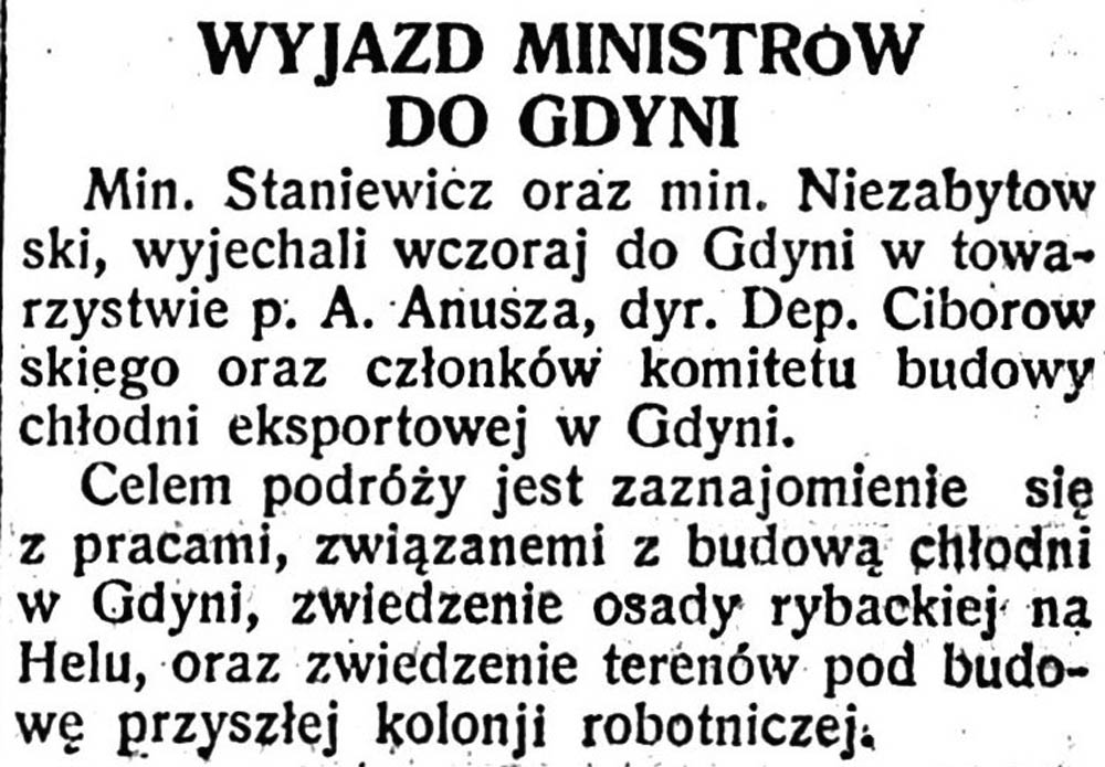 Wyjazd ministrów do Gdyni // Polska Zbrojna. - 1929, nr 347, s. 1