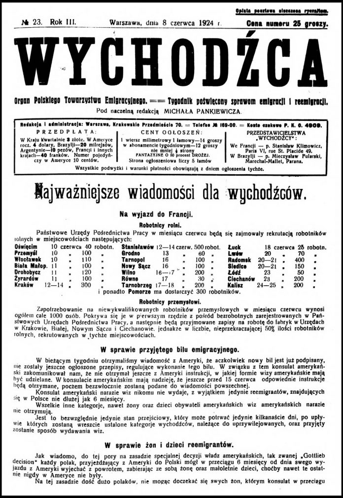 Wychodźca tygodnik poświęcony sprawom emigracji i reemigracji 1924, nr 23