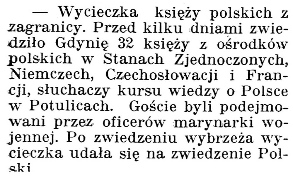 [Wycieczka księży polskich z zagranicy] // Gazeta Kartuska. - 1938, nr 103, s. 3