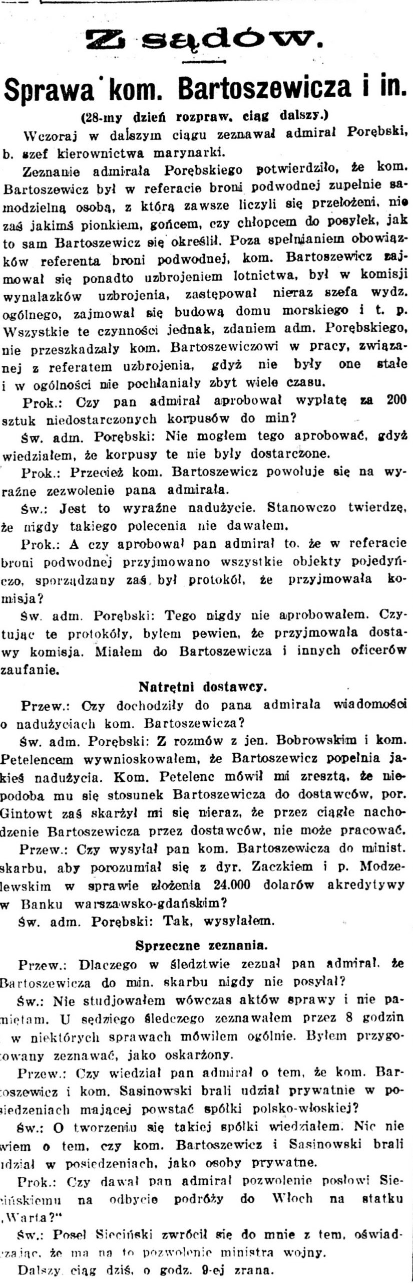 Sprawa kom. Bartoszewicza i in. // Kurjer Warszawski. - 1926, nr 315, s. [brak danych]