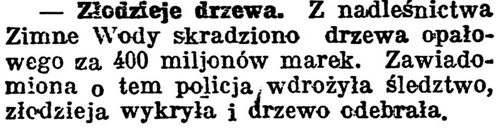 Złodzieje drzewa // Gazeta Pomorska. - 1924, nr 31, s. 5