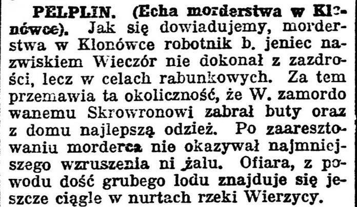 Echa morderstwa w Klonówce // Gazeta Pomorska. - 1931, nr 31, s. 5