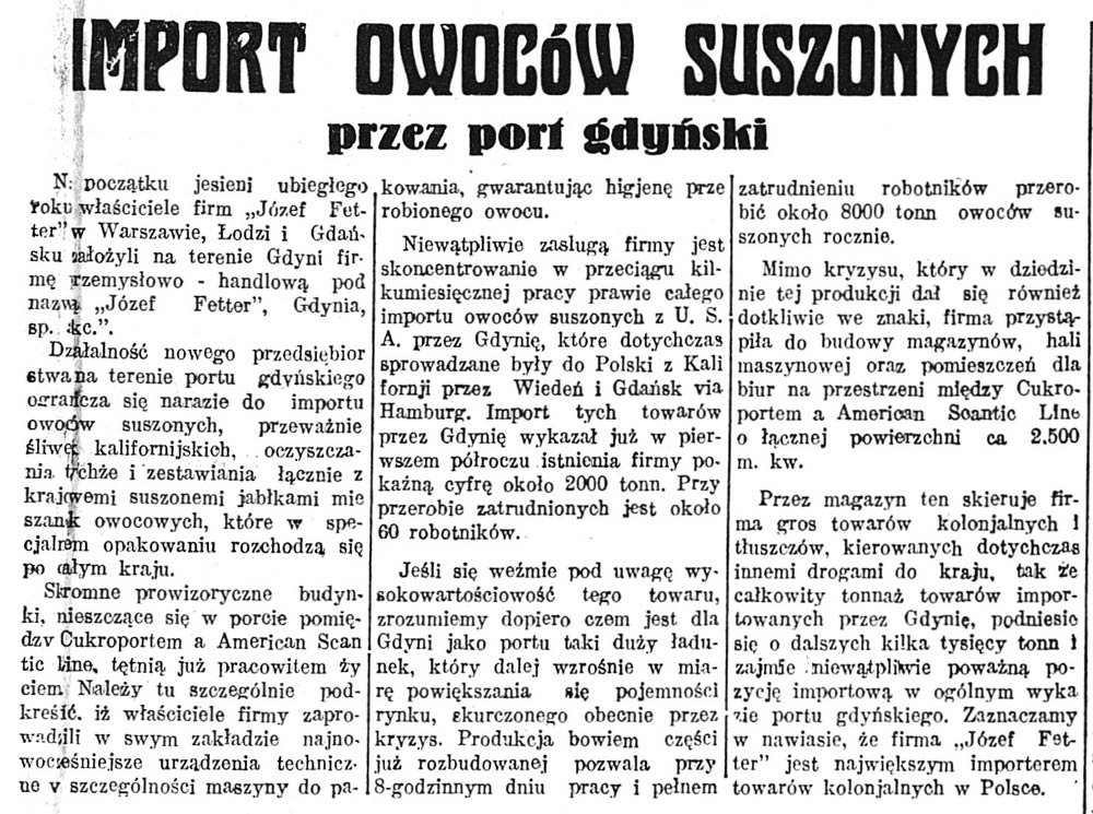 Import owoców suszonych przez port gdyński // G los Poranny. - 1932, nr 89, s. 9