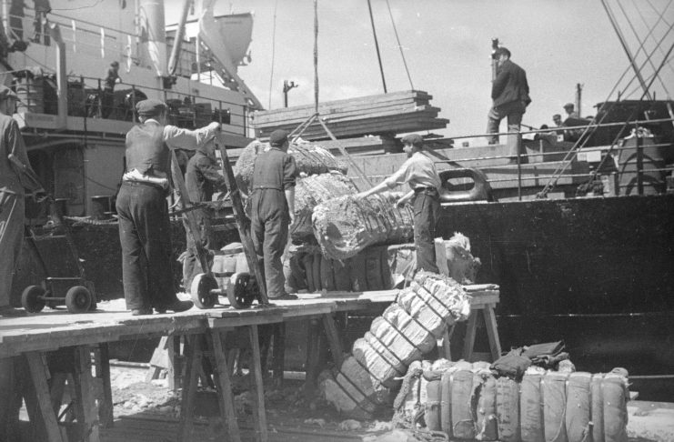 Port Gdynia 1945 - 1950. Wyładunek bawełny